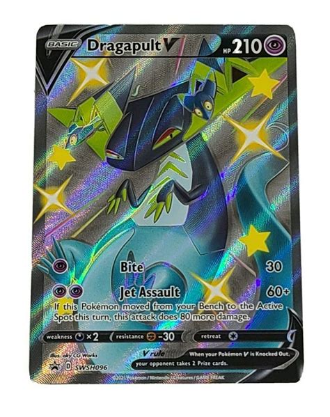 Pokemon TCG Shiny Dragapult V Shining Fates SWSH096 Full Art Black Star Promo Values - MAVIN