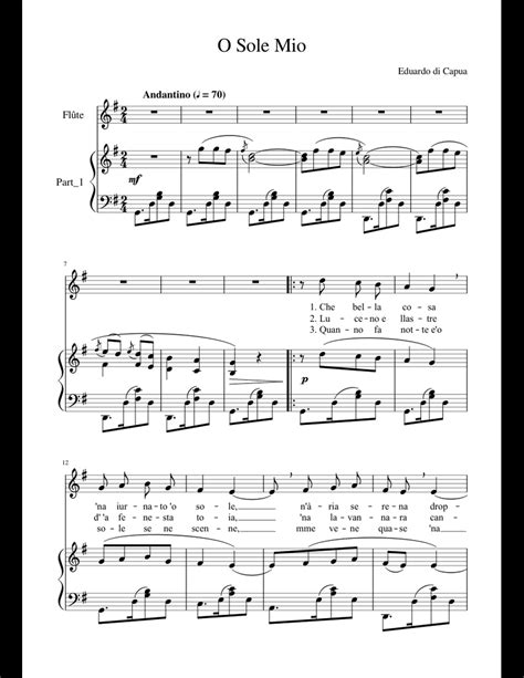 Eduardo Di Capua O Sole Mio Sheet Music For Flute Piano Download Free In Pdf Or Midi