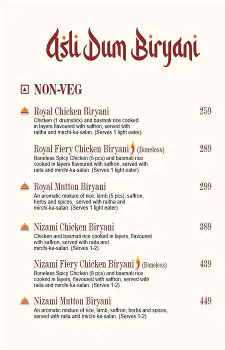 menu  paradise biryani  legend   ameerpet hyderabad