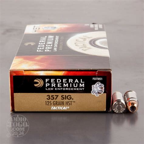 357 Sig Ammo 50 Rounds Of 125 Grain Jacketed Hollow Point JHP By