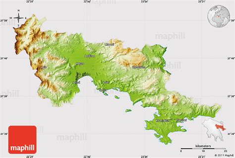 Physical Map of Argolis, cropped outside