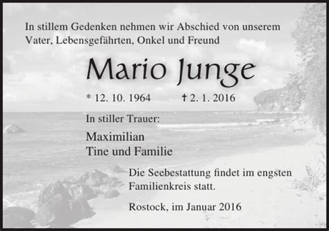 Traueranzeigen Von Mario Junge Trauer Anzeigen De