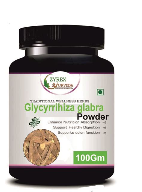 Zyrex Glycyrrihiza Glabra Mulethi Extract Powder Pack Of 100 Gram Zyrex Ayurveda