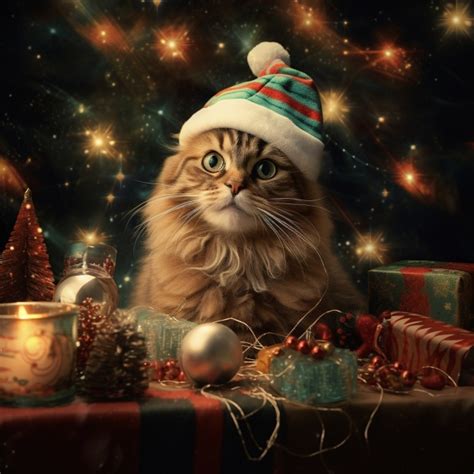 Christmas Cat Photo Print Free Stock Photo Public Domain Pictures