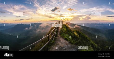 Sunset In The Mountains Landscapethailand Mountain Scenicphu Chi Dao