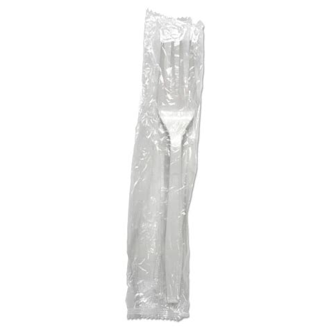 Boardwalk White Heavyweight Wrapped Disposable Polypropylene Forks