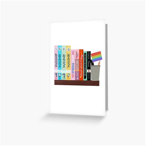A Very Gay Bookshelf Greeting Card For Sale By Rabbity Redbubble