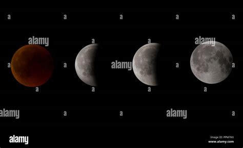 Moon eclipse phases Stock Photo - Alamy