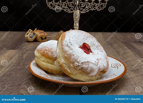 Red Jelly Donuts For Hanukkah Stock Photo Image Of Celebration