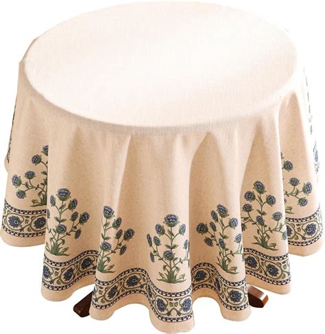 Patdrea Designer Blue Tablecloth For Round Tablesvintage