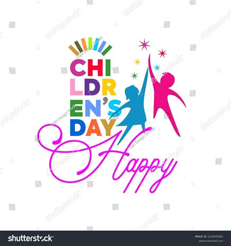 Happy Children Day Logo Illustration Typography Stock Vector Royalty