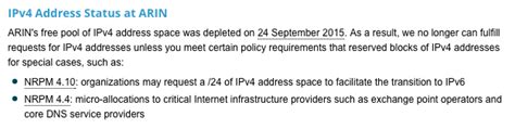 Modified Ip Allocation Policy Due To Ipv Address Space Exhaustion A