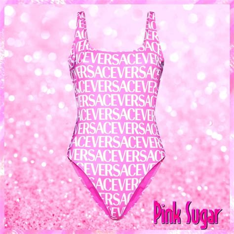 Versace Designer Monogram Swimsuit Pink Pink Sugar Bikini