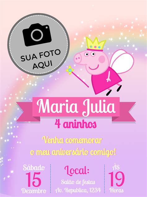 Fazer Convite Online Convite Digital Peppa Pig Foto Peppa Pig Fada