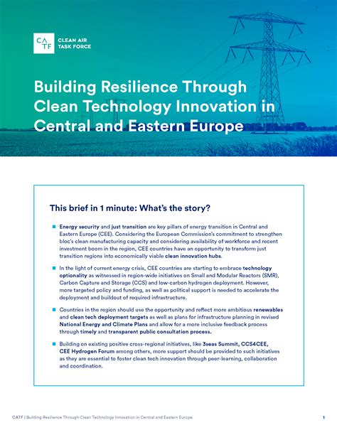 Building Resilience Through Clean Technology Innovation in Central and ...