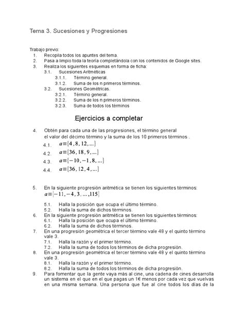 Sucesiones Y Progresiones Pdf