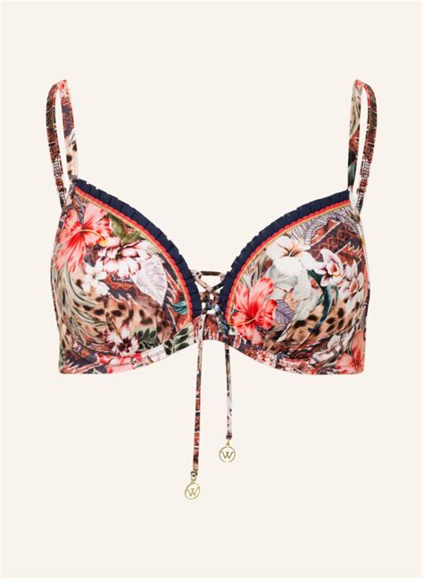 Watercult B Gel Bikini Top Leo Allures In Weiss Rot Hellbraun