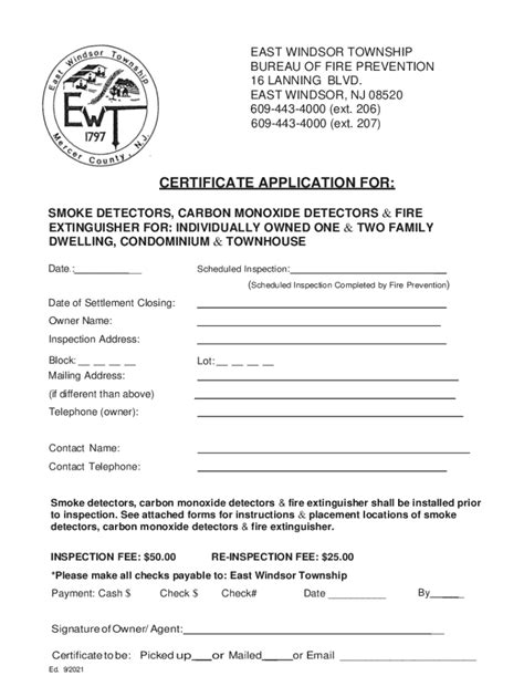 Fillable Online Application For Certification Of Smoke Alarms Fax