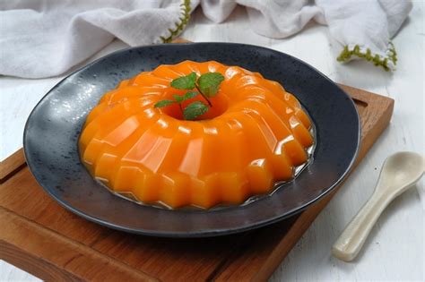 Premium Photo Mango Pudding Jelly Dessert On White Background