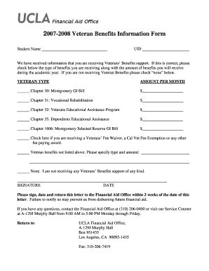 Fillable Online Fao Ucla Veteran Benefits Information Form UCLA