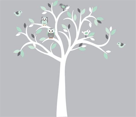 White Tree Wall Decal Owl Wall Decal Owl Tree Wall Sticker Etsy