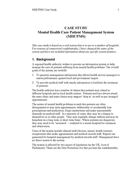 Mental Health Case Study Examples 1