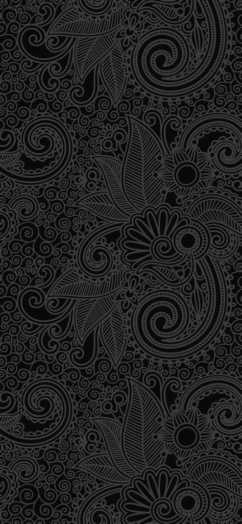 vk29-wallpaper-design-flower-line-dark-bw-pattern-wallpaper