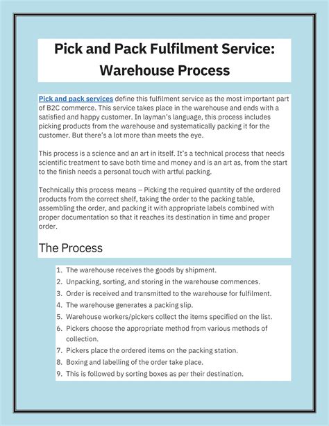 Pick and Pack Fulfilment Service: Warehouse Process by Efficient group ...