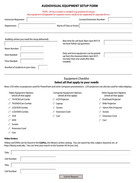 Fillable Online Audiovisual Setup Form Fax Email Print PdfFiller