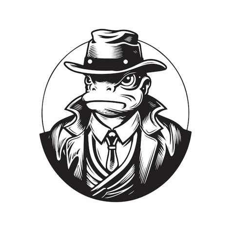 Premium Vector Kappa Gangster Vintage Logo Line Art Concept Black And