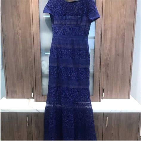 Royal Blue Lace Maxi Dress W Nude Slip Gem