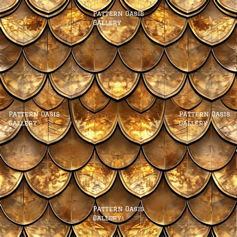 Dragon Scales Seamless Digital Paper Golden Bronze Dragon Scales