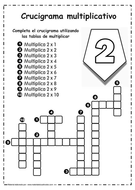 Crucigrama De La Multiplicaci N Fichas De Trabajo Imprimir Pdf The