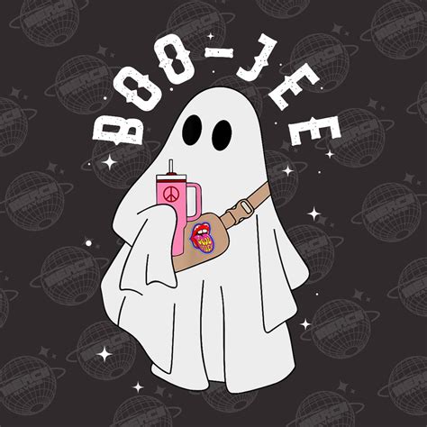 Boojee Ghost With Cup And Bag Png Fall Sublimation Design Etsy