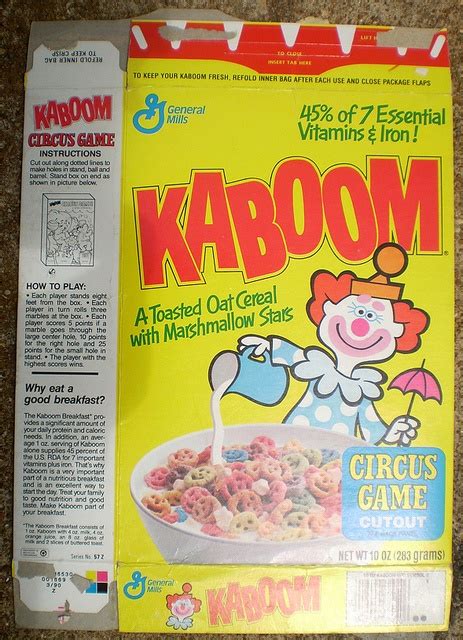 1989 General Mills Kaboom Cereal Box Front | Kaboom cereal, Cereal box, Retro dishes