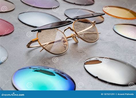 Close Up of Fashion Glasses with Changeable Colored Lenses Stock Image - Image of frame ...