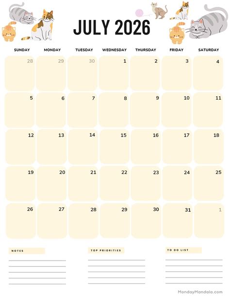 July 2026 Calendars (52 Free PDF Printables)