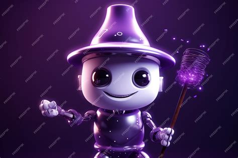 Premium Photo 3d Render Of Little Robot In Halloween Costume With