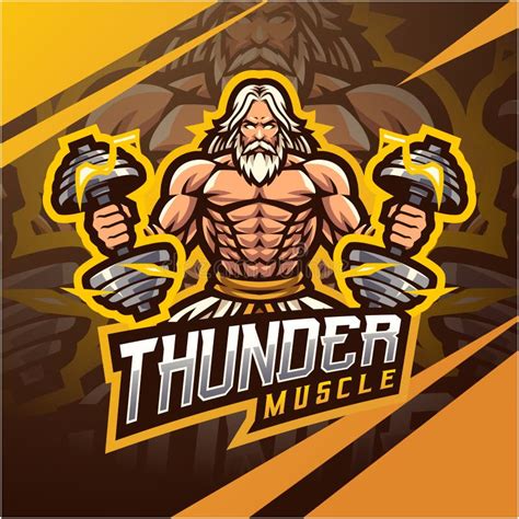 Zeus Thunder God Mascot Esport Logo Design Illustrazioni Vettoriale