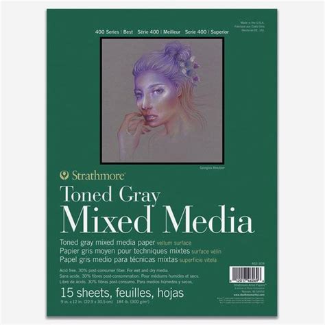 Bloco Mix Media Strathmore Toned Gray X Mm G Folhas