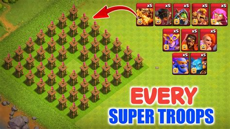 Every Super Troops Vs Archer Towers Level 1 Gameplay In Clash Of