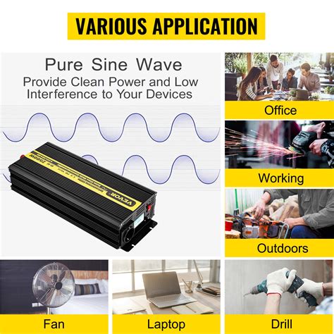 Vevor Pure Sine Wave Inverter 2500w Power Inverter Dc 12v Ac 230v Car