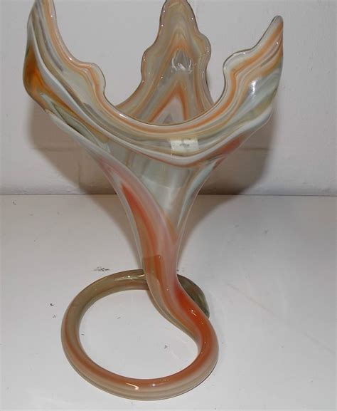 Vintage Murano Italian Glass Tulip Vase Venetian Art Deco