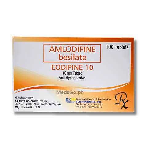 Eodipine 10 Amlodipine 10mg 1 Tablet Price In The Philippines