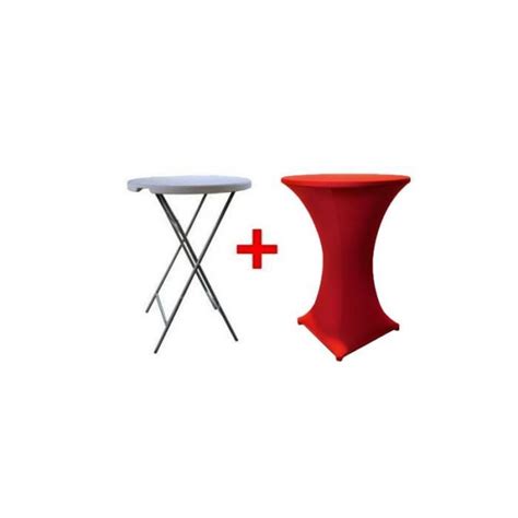 Table Haute Bar Pliante Mange Debout Housse Rouge Achat Vente Table