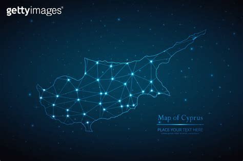 Abstract Map Of Cyprus Geometric Mesh Polygonal Network Line