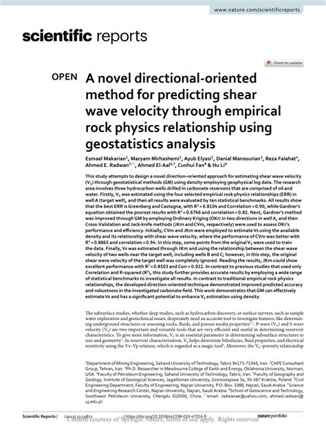 Pdf A Novel Directional Oriented Method For Predicting Shear Wave