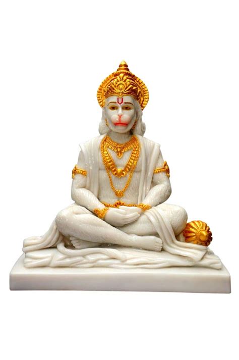 Buy Niraj Art Gold White Marble Statue For Home Hanuman Ji Idol Temple