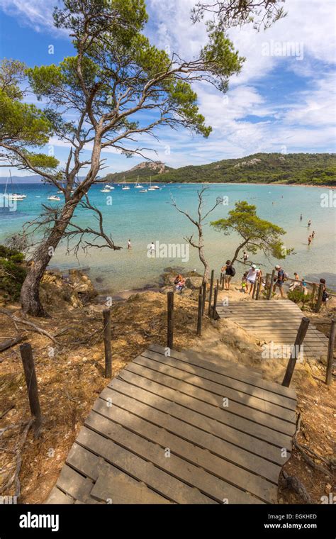 France Cote Dazur Porquerolles Island Notre Dame Beach Stock Photo