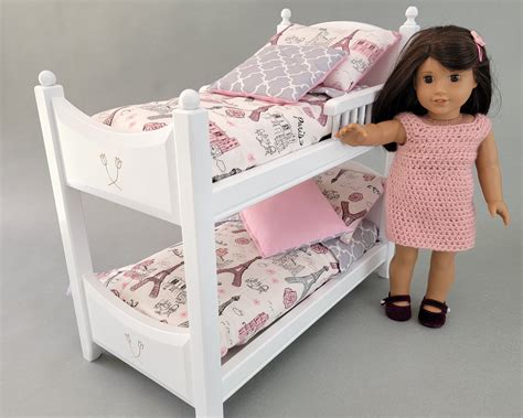 Fun Games Big Kid Toys 18 Inch Doll Bunk Bed With Paris Bedding